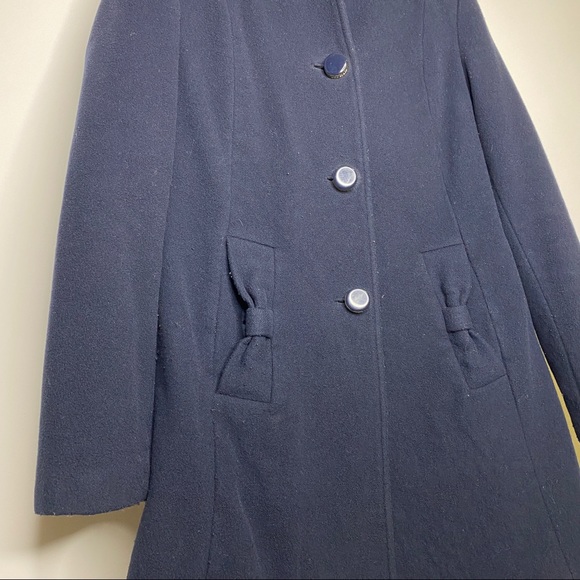Kate Spade Navy Wool Blend Coat w/ Bow Pockets S - Picture 9 of 12